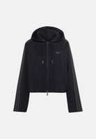ADIDAS ORIGINALS Felpa nera da donna con zip e cappuccio e dettagli iconici adidas. KT1776 . ADIDAS ORIGINALS 