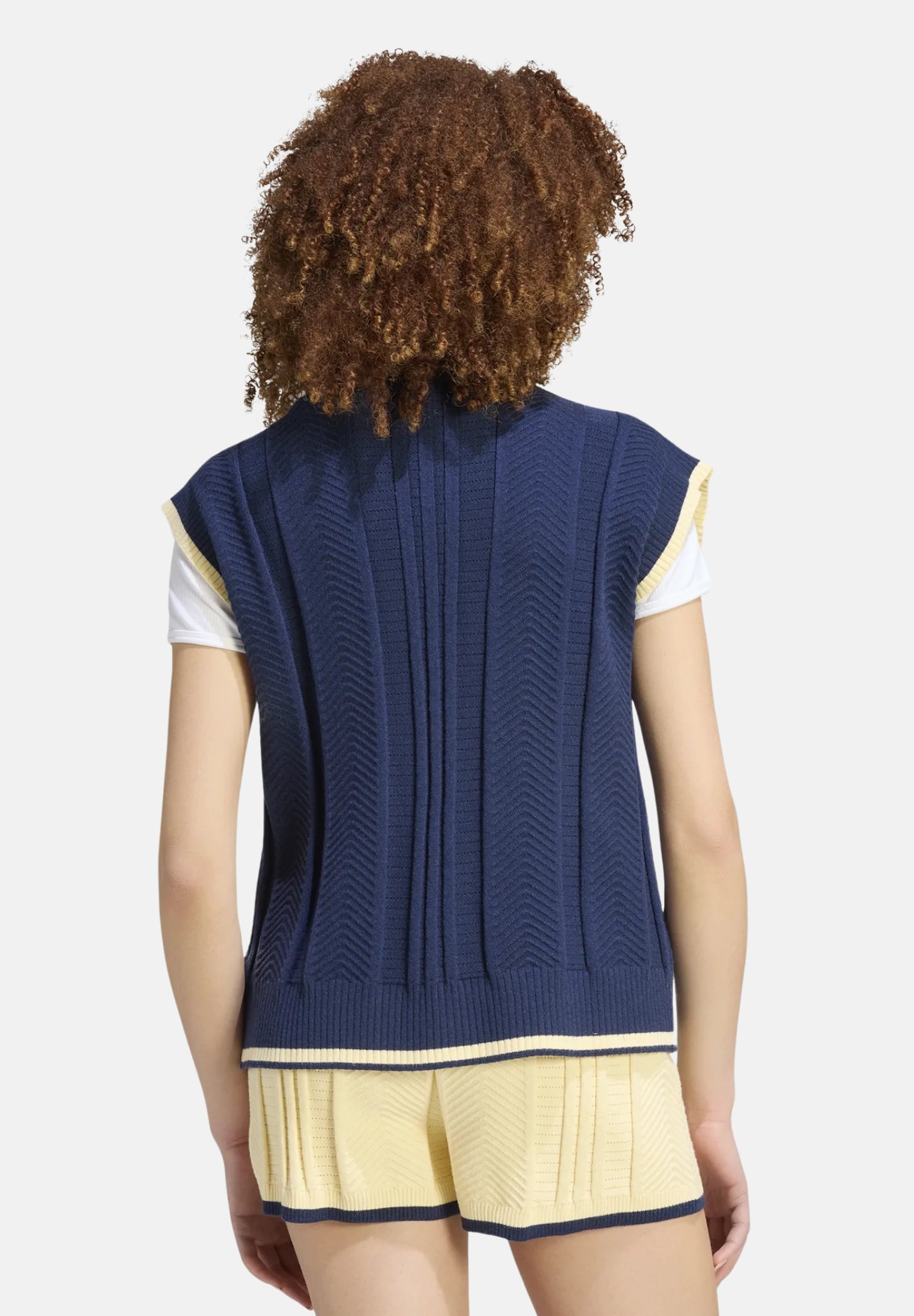 ADIDAS ORIGINALS Gilet CABLE KNIT indigo blu notte da donna con motivo a trecce <BR/> KT1861 . ADIDAS ORIGINALS 