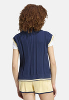 ADIDAS ORIGINALS Gilet CABLE KNIT indigo blu notte da donna con motivo a trecce <BR/> KT1861 . ADIDAS ORIGINALS 