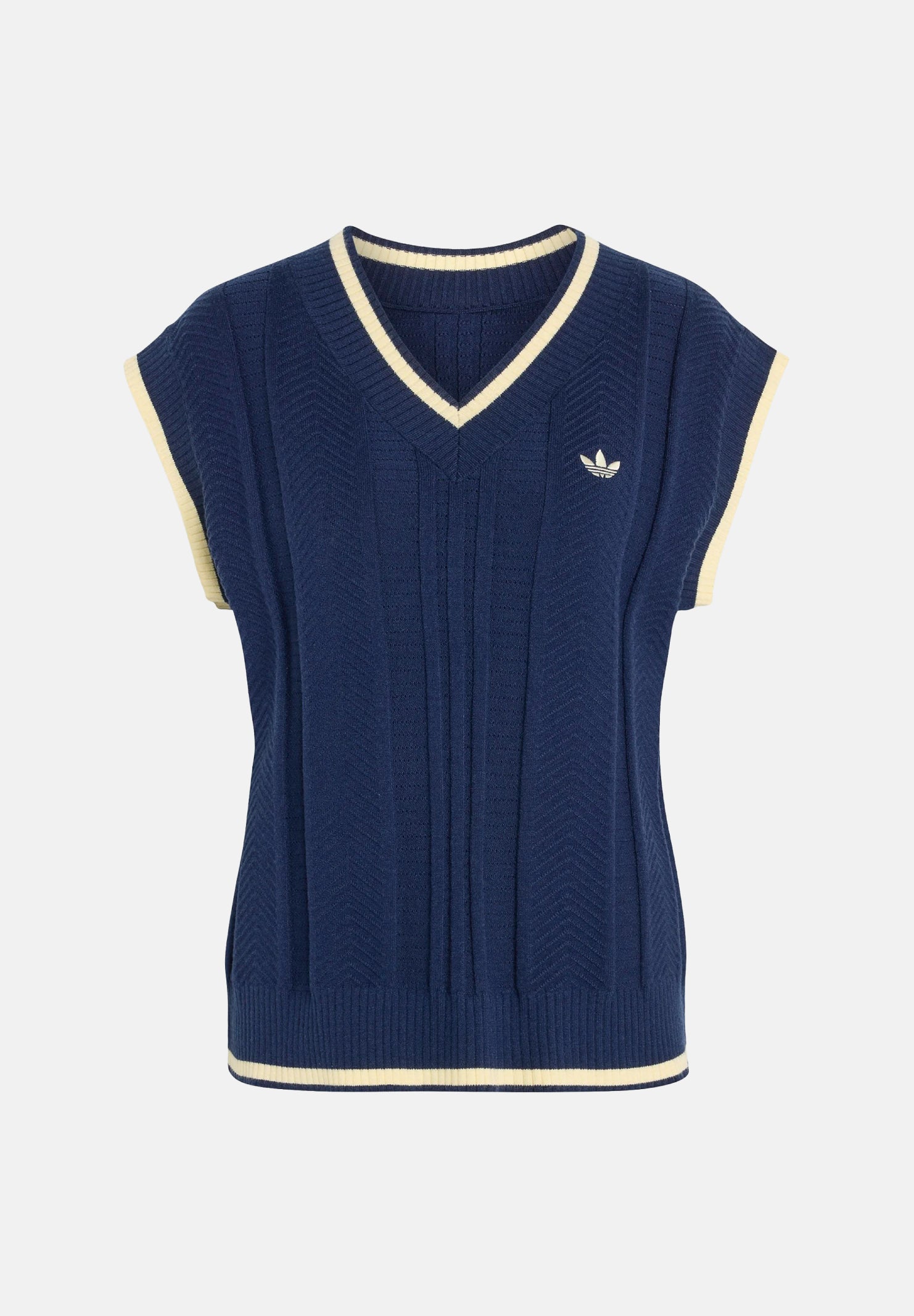 ADIDAS ORIGINALS Gilet CABLE KNIT indigo blu notte da donna con motivo a trecce <BR/> KT1861 . ADIDAS ORIGINALS 