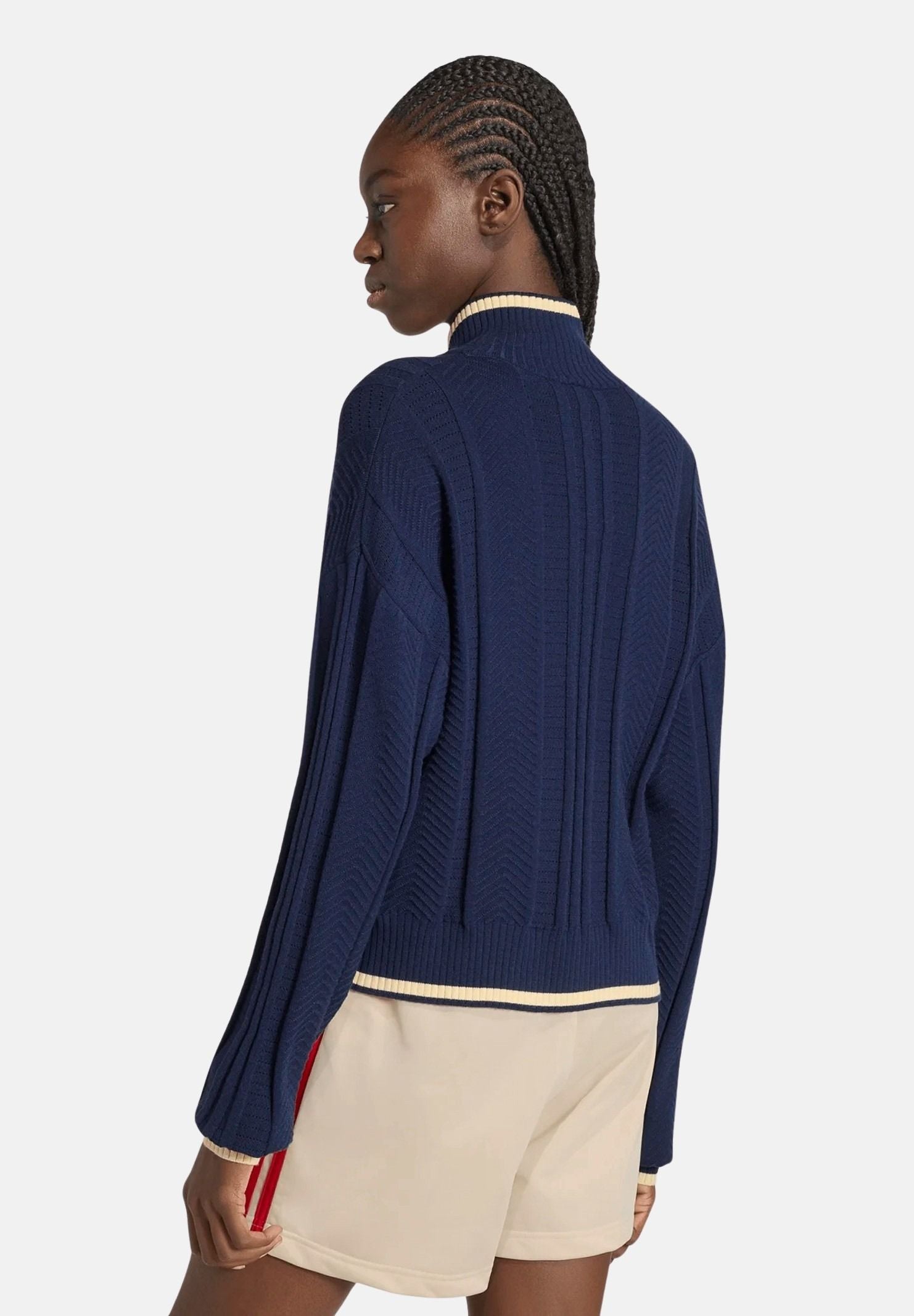 ADIDAS ORIGINALS Giacca TRACK TOP CABLE KNIT FIREBIRD Night Indigo, blu navy, donna. KT1864 . ADIDAS ORIGINALS 
