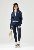 ADIDAS ORIGINALS Felpa con zip TRACK TOP CABLE KNIT Night Indigo, blu navy, donna. KT1864 . ADIDAS ORIGINALS 