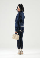 ADIDAS ORIGINALS Felpa con zip TRACK TOP CABLE KNIT Night Indigo, blu navy, donna. KT1864 . ADIDAS ORIGINALS 