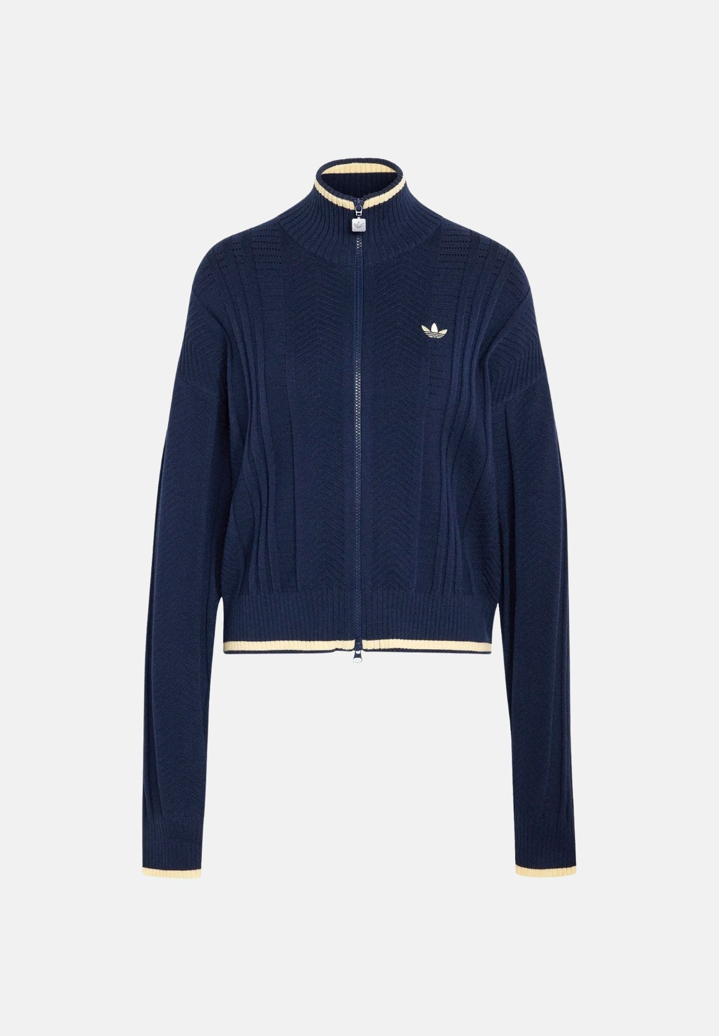 ADIDAS ORIGINALS Giacca TRACK TOP CABLE KNIT FIREBIRD Night Indigo, blu navy, donna. KT1864 . ADIDAS ORIGINALS 