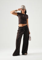 ADIDAS ORIGINALS Pantaloni Wide Leg colore Aurora Coffee (marrone cioccolato) da donna KT1934 . ADIDAS ORIGINALS 