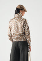 ADIDAS ORIGINALS Felpa ANIMAL PRINT FIREBIRD brown dessert beige  con motivo animalier  da donna KT2143 . ADIDAS ORIGINALS 