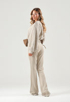 ADIDAS ORIGINALS Felpa con zip ADICOLOR CLASSICS CROPPED  khath-beige da donna con taglio corto KT2228 . ADIDAS ORIGINALS 