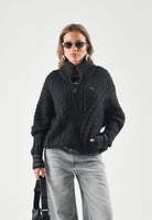 ADIDAS ORIGINALS Cardigan con zip CABLE KNIT TRACK TOP nero per uomo e donna con  lavorazione a trecce. KT2289 . ADIDAS ORIGINALS 