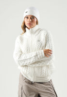 ADIDAS ORIGINALS Cardigan con zip CABLE KNIT TRACK TOP bianca per uomo e donna con  lavorazione a trecce. KT2290 . ADIDAS ORIGINALS 