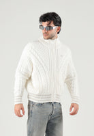 ADIDAS ORIGINALS Cardigan con zip CABLE KNIT TRACK TOP bianca per uomo e donna con  lavorazione a trecce. KT2290 . ADIDAS ORIGINALS 