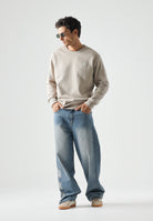 ADIDAS ORIGINALS Felpa TREFOIL ESSENTIALS CREW, colore KHAKI beige chiaro da uomo KT2451 . ADIDAS ORIGINALS 