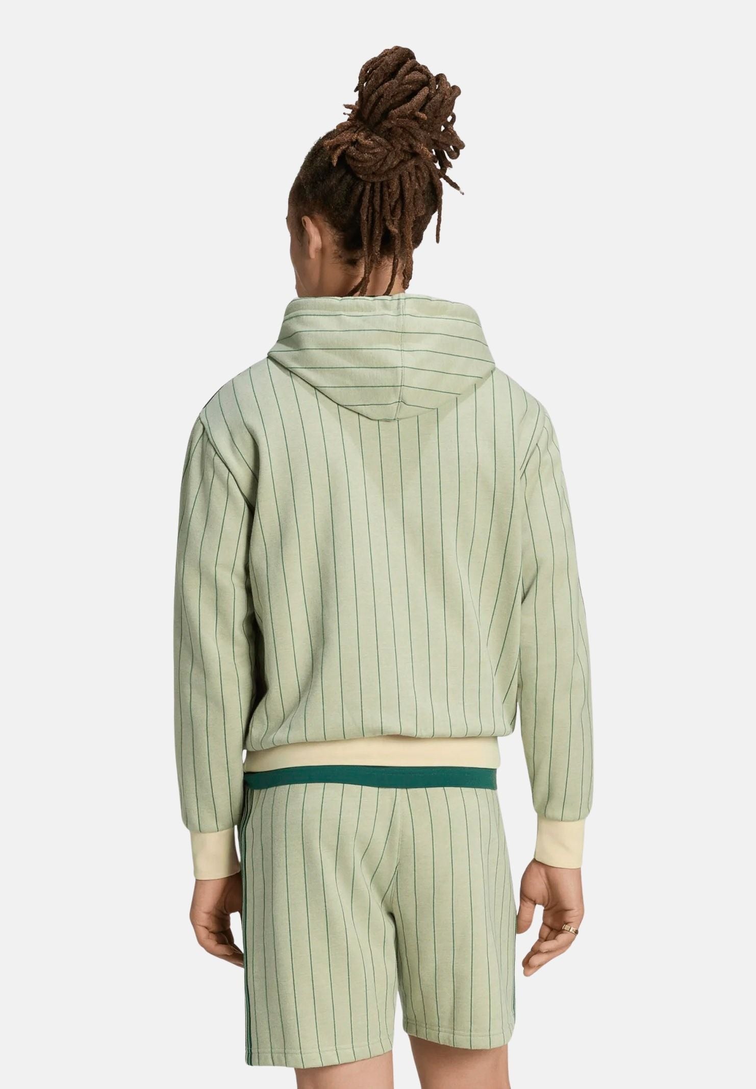 ADIDAS ORIGINALS Felpa PINSTRIPES HOODIE Warm Vanilla, beige e verde da uomo con cappuccio KT4325 . ADIDAS ORIGINALS 
