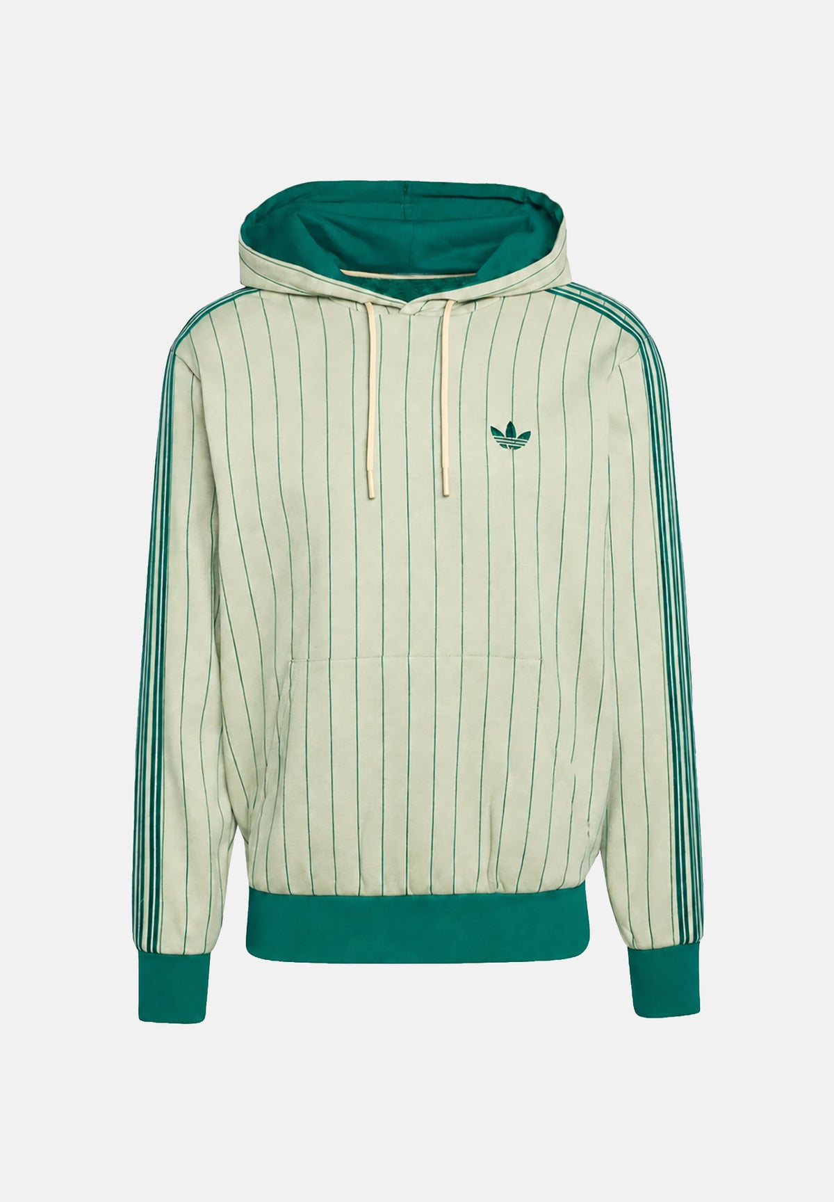 ADIDAS ORIGINALS Felpa con cappuccio PINSTRIPES HOODIE Warm Vanilla, beige e verde da uomo KT4325 . ADIDAS ORIGINALS 