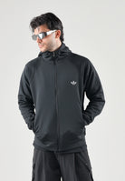 ADIDAS ORIGINALS Felpa con zip TREFOIL ESSENTIALS SPACER nera da uomo con cappuccio KT4620 . ADIDAS ORIGINALS 