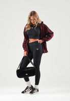 ADIDAS ORIGINALS Leggings nero da donna con design stampato e iconici dettagli sportivi a contrasto. KT4771 . ADIDAS ORIGINALS 