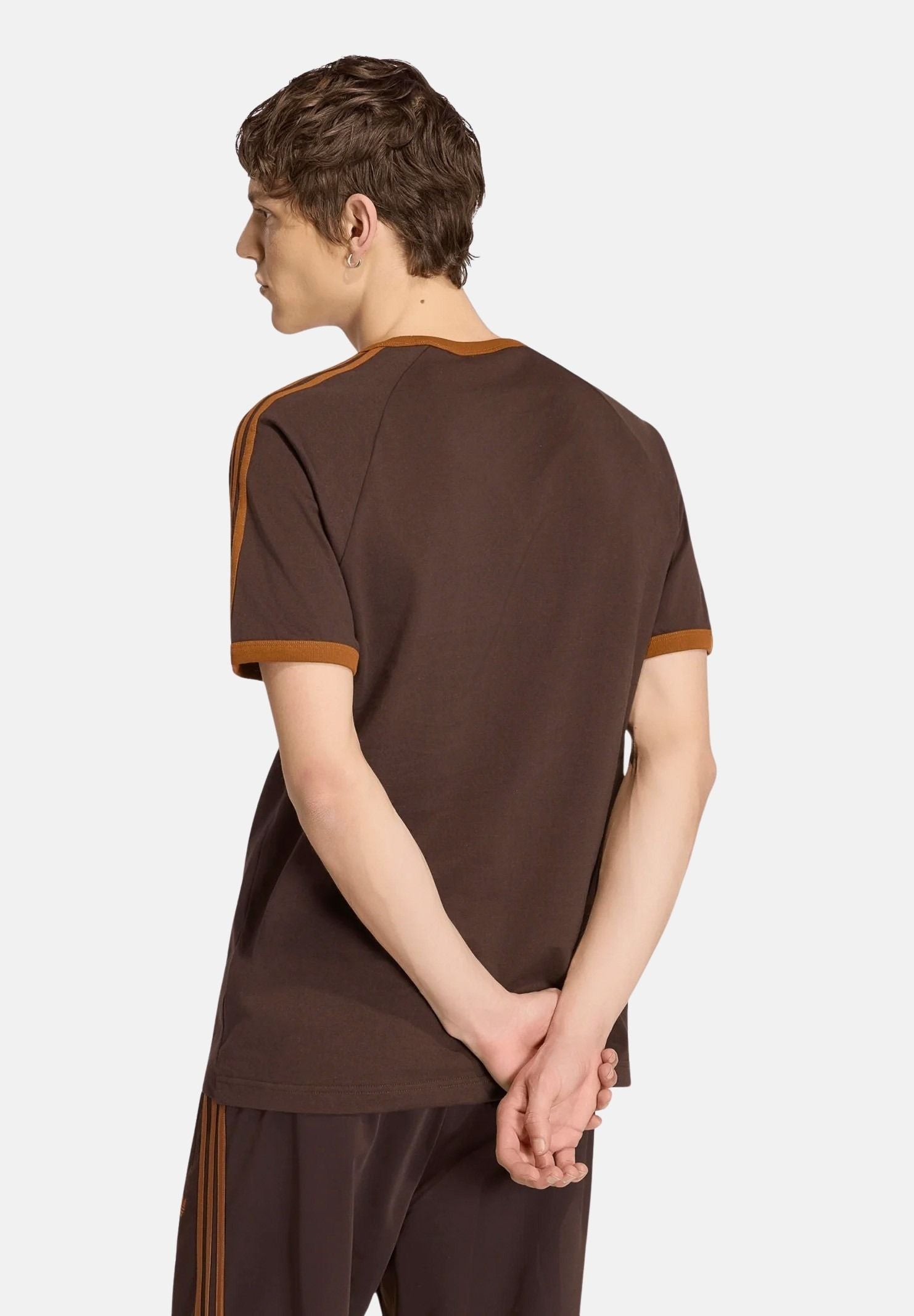 ADIDAS ORIGINALS T-shirt 3-STRIPES Aurora Coffee-bronzo da uomo con 3-stripes iconiche KT5054 . ADIDAS ORIGINALS 