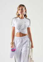 ADIDAS ORIGINALS T-shirt 3 STRIPES SLIM TEE Eropur Olys  lilla e verde  da donna KU8191 . ADIDAS ORIGINALS 