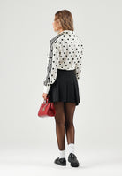 ADIDAS ORIGINALS Felpa con zip Satin Polka Dots TT panna e nera da donna KV1165 . ADIDAS ORIGINALS 