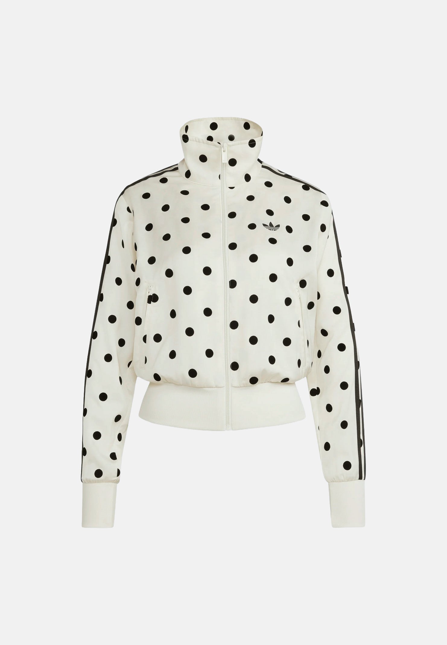 ADIDAS ORIGINALS Felpa con zip Satin Polka Dots TT panna e nera da donna KV1165 . ADIDAS ORIGINALS 