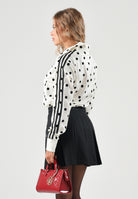 ADIDAS ORIGINALS Felpa con zip Satin Polka Dots TT panna e nera da donna KV1165 . ADIDAS ORIGINALS 
