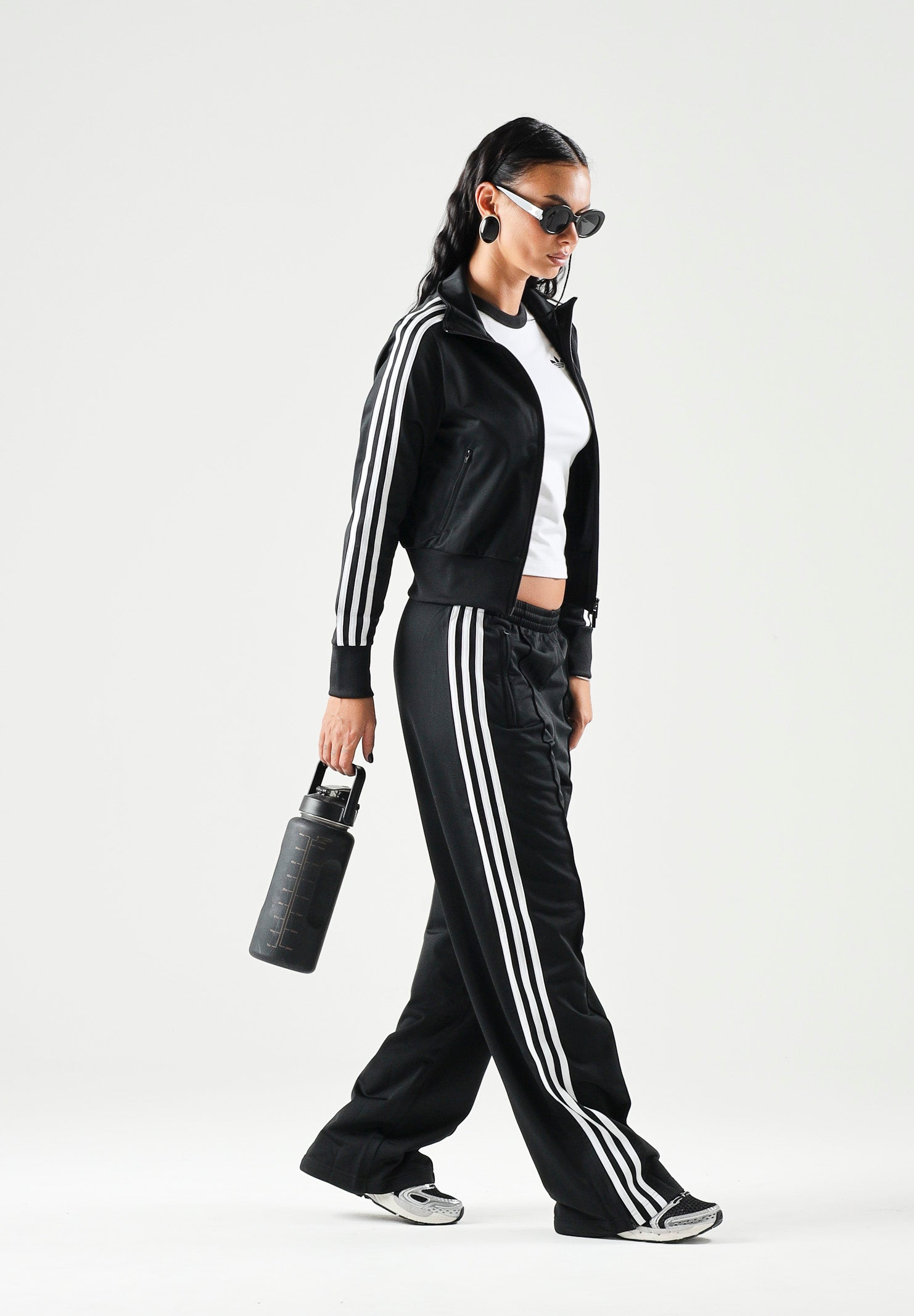 ADIDAS ORIGINALS Felpa con zip FIREBIRD CLASSIC nera e bianca da donna KV9552 . ADIDAS ORIGINALS 