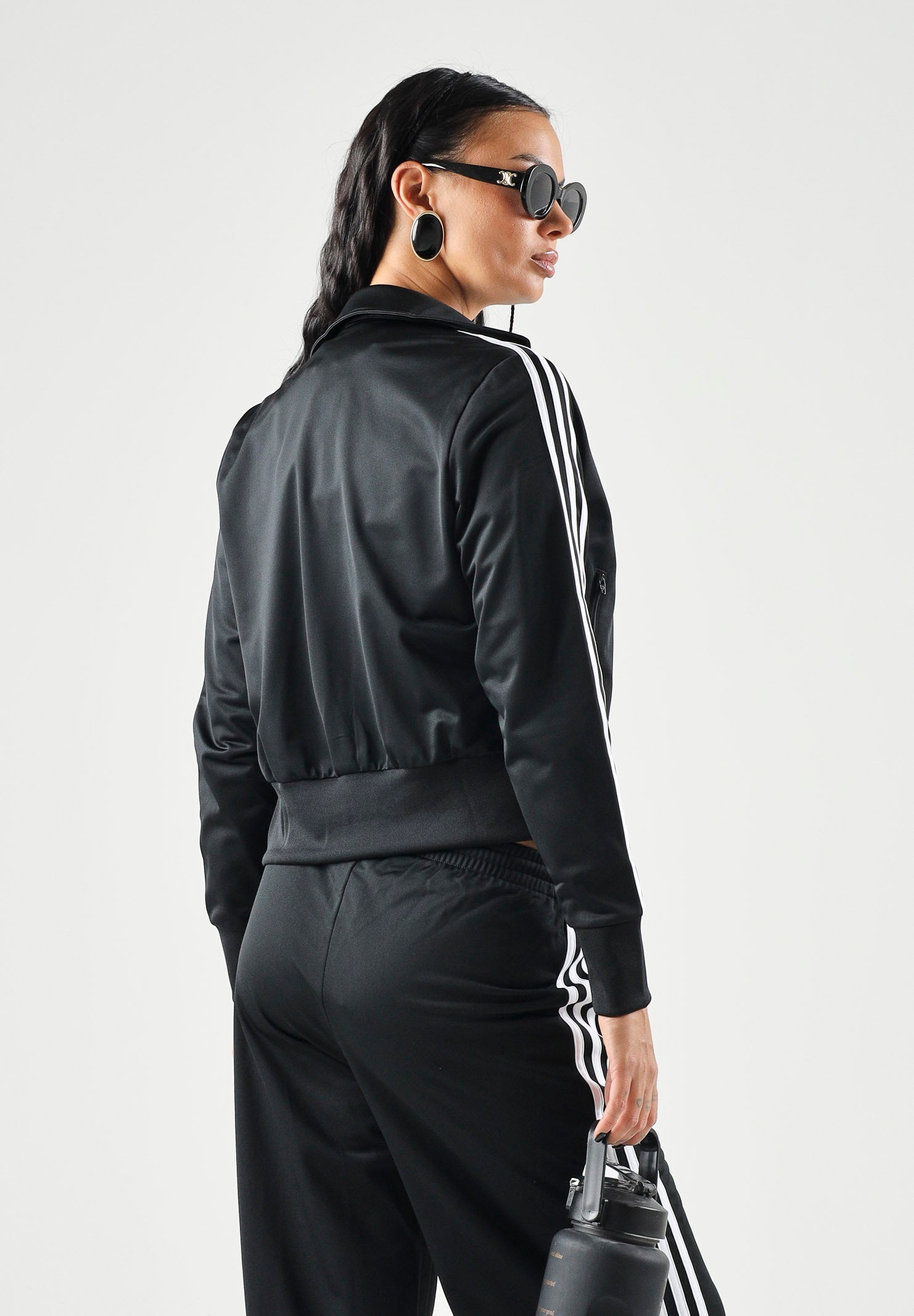 ADIDAS ORIGINALS Felpa con zip FIREBIRD CLASSIC nera e bianca da donna KV9552 . ADIDAS ORIGINALS 