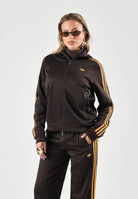 ADIDAS ORIGINALS Felpa con zip FIREBIRD TRACK  auburn marrone da donna con 3-Stripes a contrasto sulle maniche. KV9561 . ADIDAS ORIGINALS 