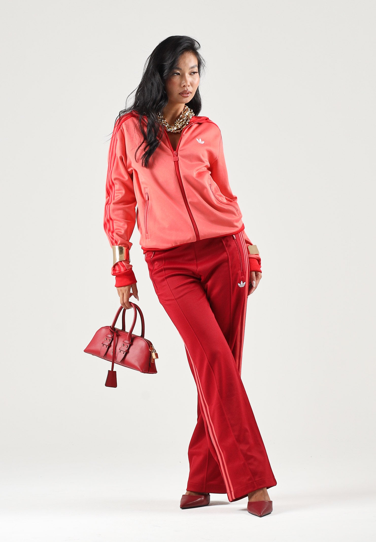 ADIDAS ORIGINALS Felpa BECKENBAUER con zip corallo/salmone da donna <BR/> KV9564 . ADIDAS ORIGINALS 