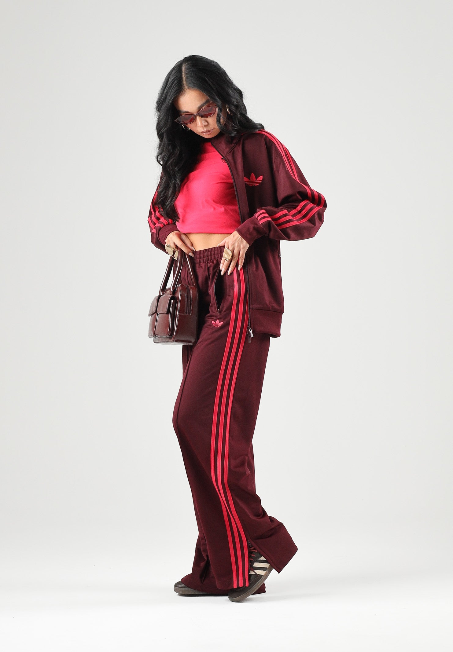 ADIDAS ORIGINALS Felpa con zip FIREBIRD TRACK TOP LOOSE maroon boreaux da donna KW0226 . ADIDAS ORIGINALS 