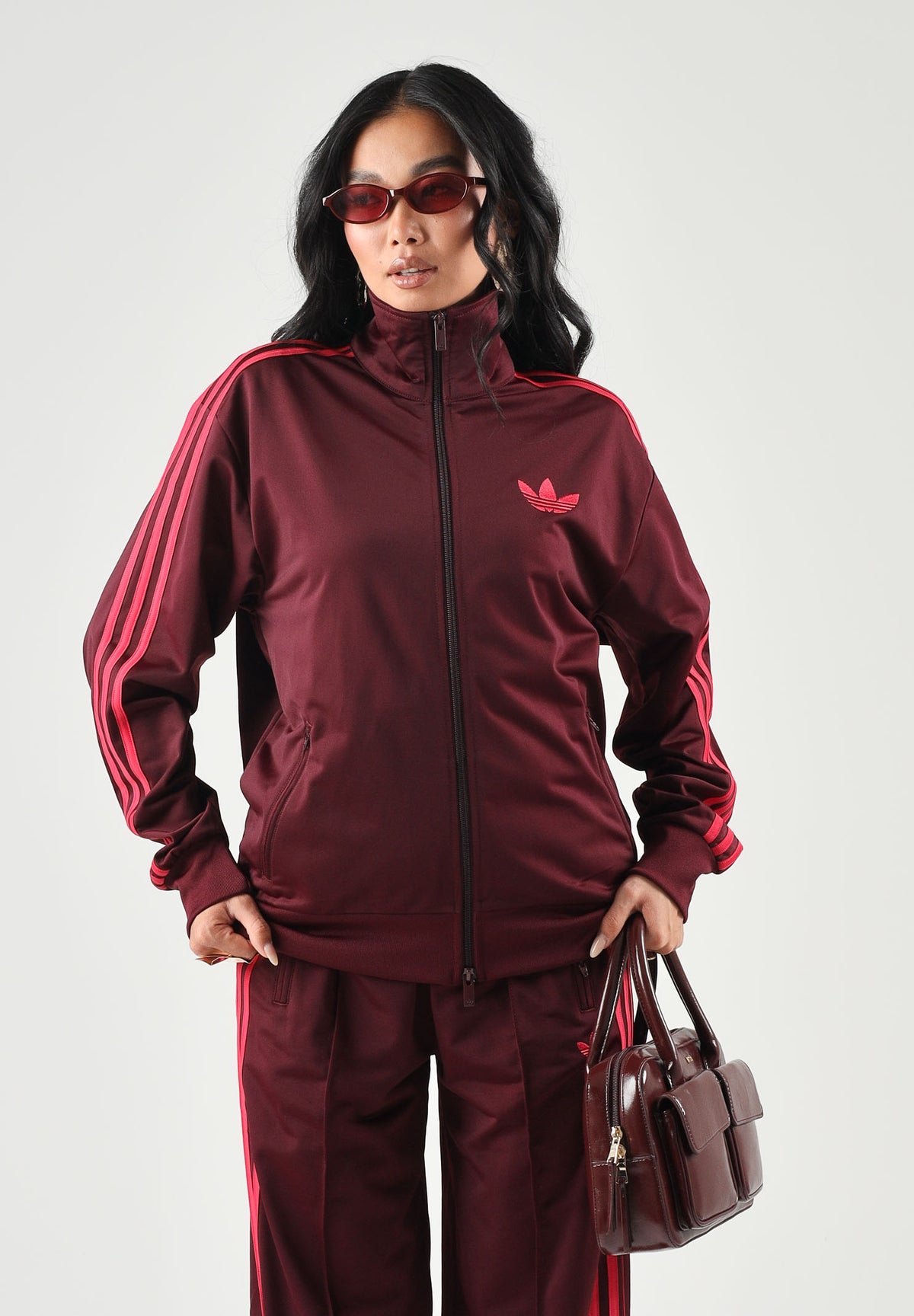 ADIDAS ORIGINALS Felpa con zip FIREBIRD TRACK TOP LOOSE maroon boreaux da donna KW0226 . ADIDAS ORIGINALS 