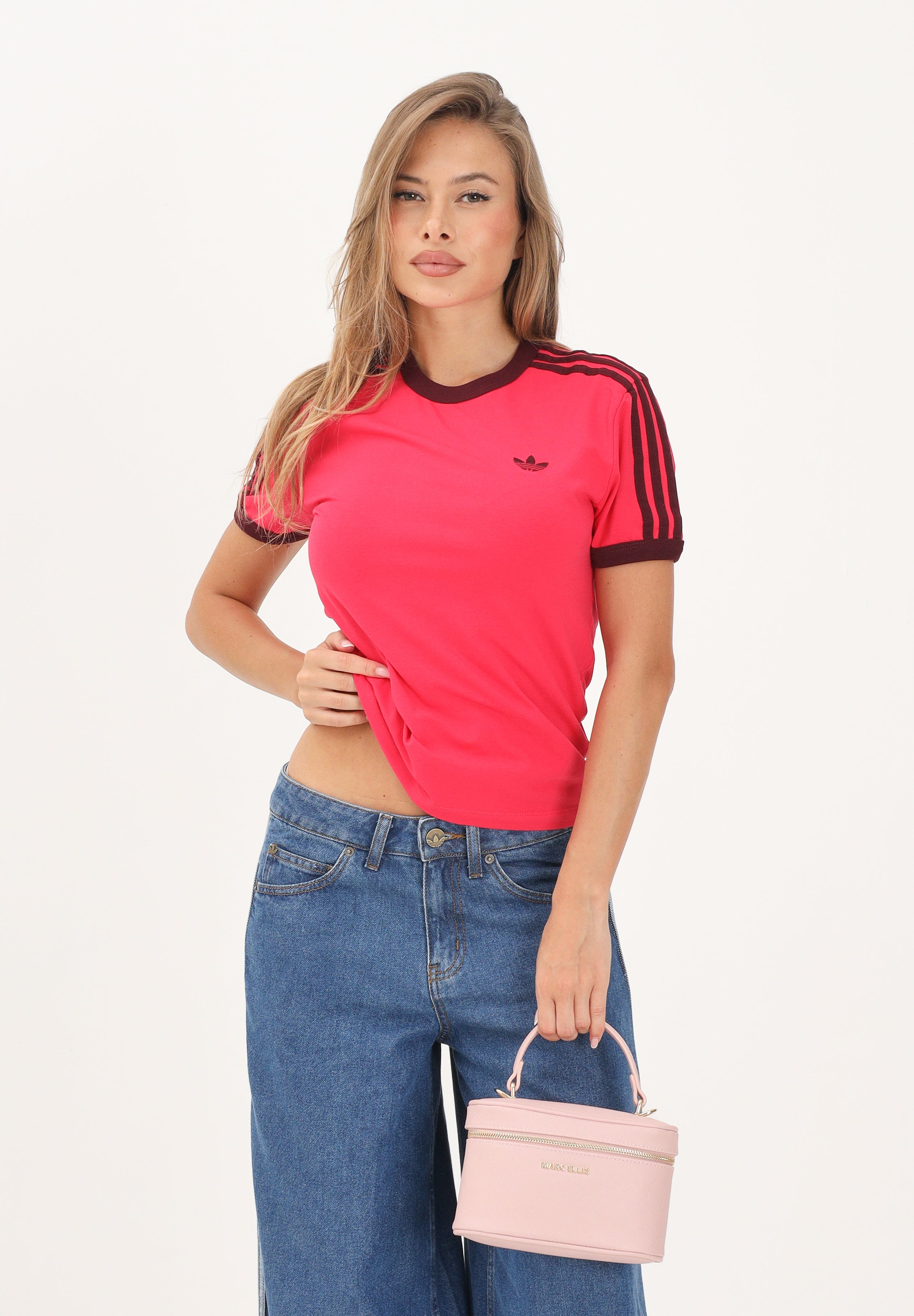 ADIDAS ORIGINALST-shirt 3-Stripes Vivid Red / Bordeaux rosso donna. KW0234 . ADIDAS ORIGINALS 