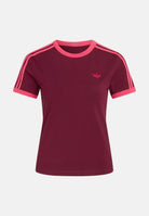 ADIDAS ORIGINALS T-shirt 3-STRIPES SLIM TEE Maroon bordeaux da donna con 3-Stripes iconiche KW0237 . ADIDAS ORIGINALS 
