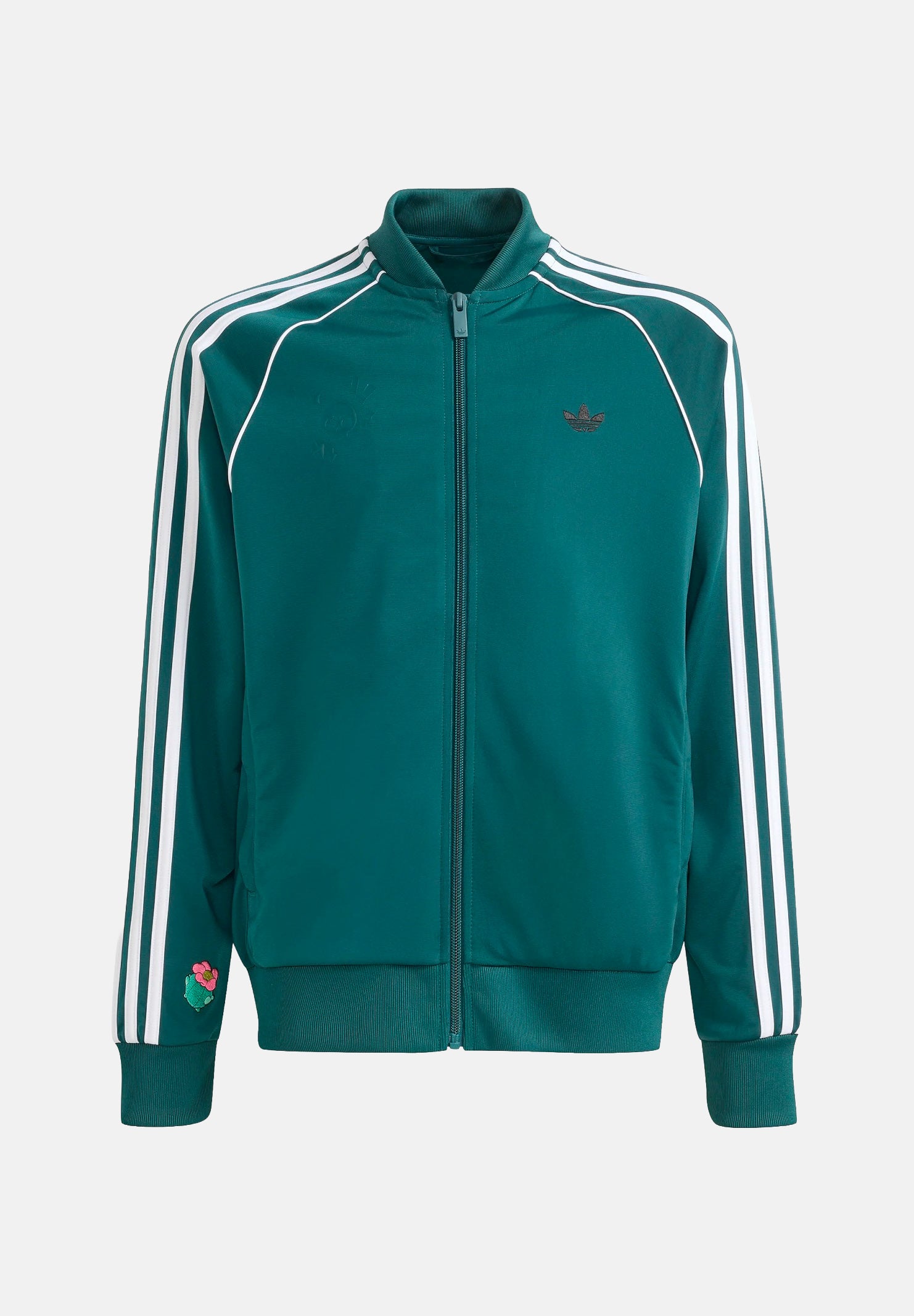 ADIDAS ORIGINALS felpa con zip Track Top verde rich green e bianco, colore basico verde, unisex bambino. KW0647 . ADIDAS ORIGINALS 