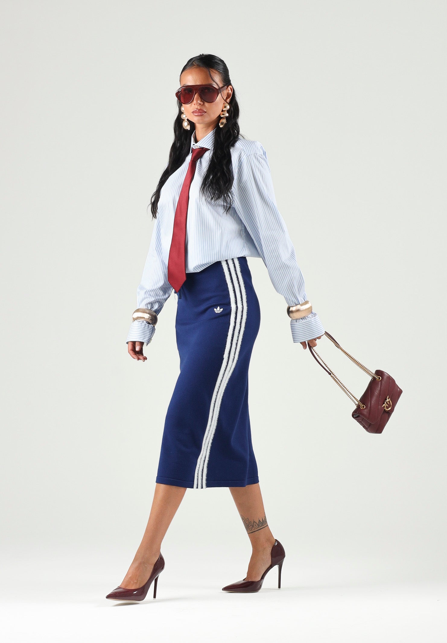 ADIDAS ORIGINALS Gonna KNITTED SKIRT Dark Blue, blu scuro da donna KW2586 . ADIDAS ORIGINALS 