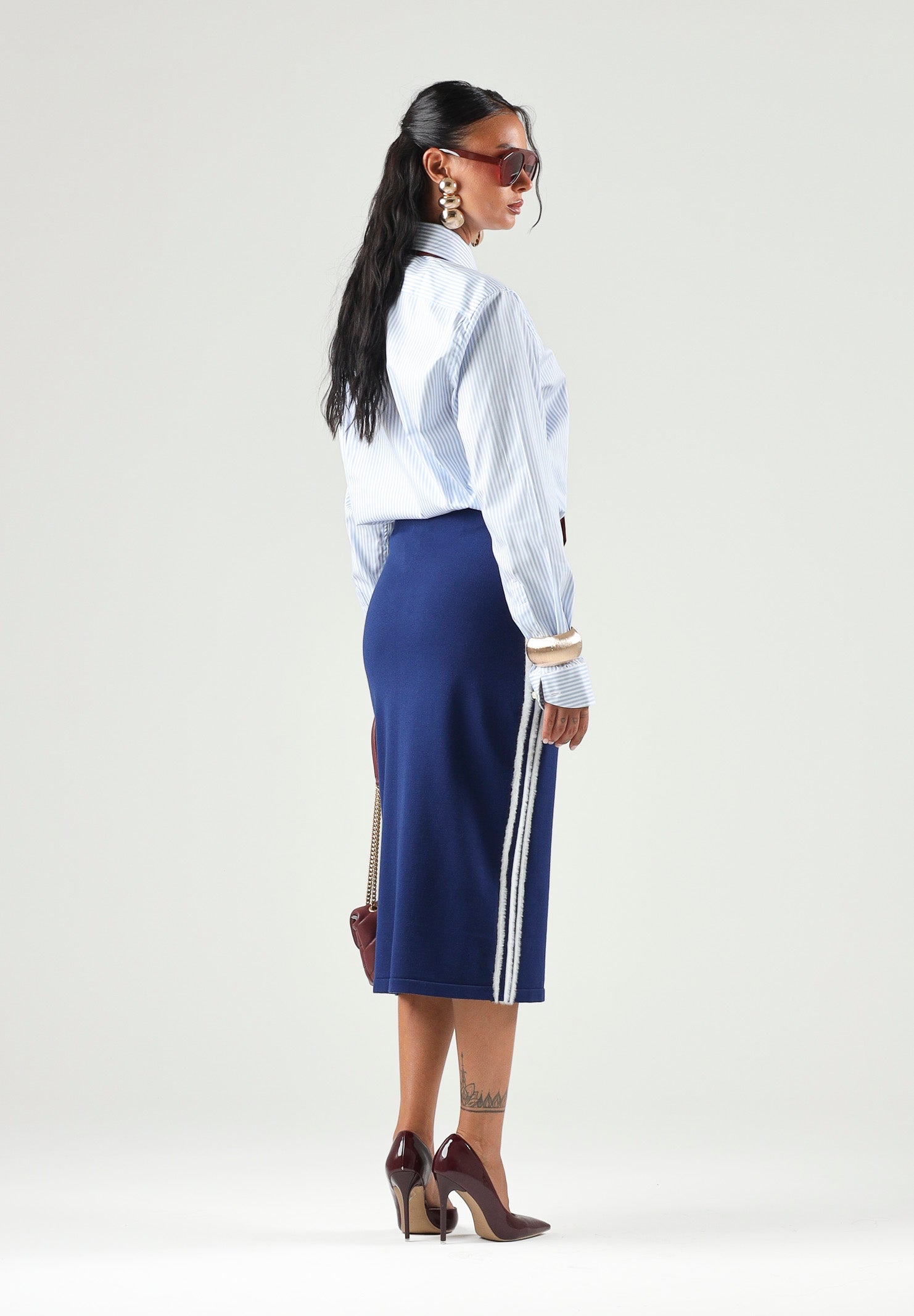 ADIDAS ORIGINALS Gonna KNITTED SKIRT Dark Blue, blu scuro da donna KW2586 . ADIDAS ORIGINALS 