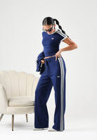 ADIDAS ORIGINALS Pantaloni KNIT FIREBIRD TRACK PANT dark blu da doonna con 3-stripes iconiche KW2605 . ADIDAS ORIGINALS 