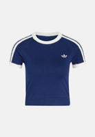 ADIDAS ORIGINALS T-shirt KNITTED T-SHIRT Dark Blue, blu scuro da donna con logo Trefoil ricamato. KW2606 . ADIDAS ORIGINALS 