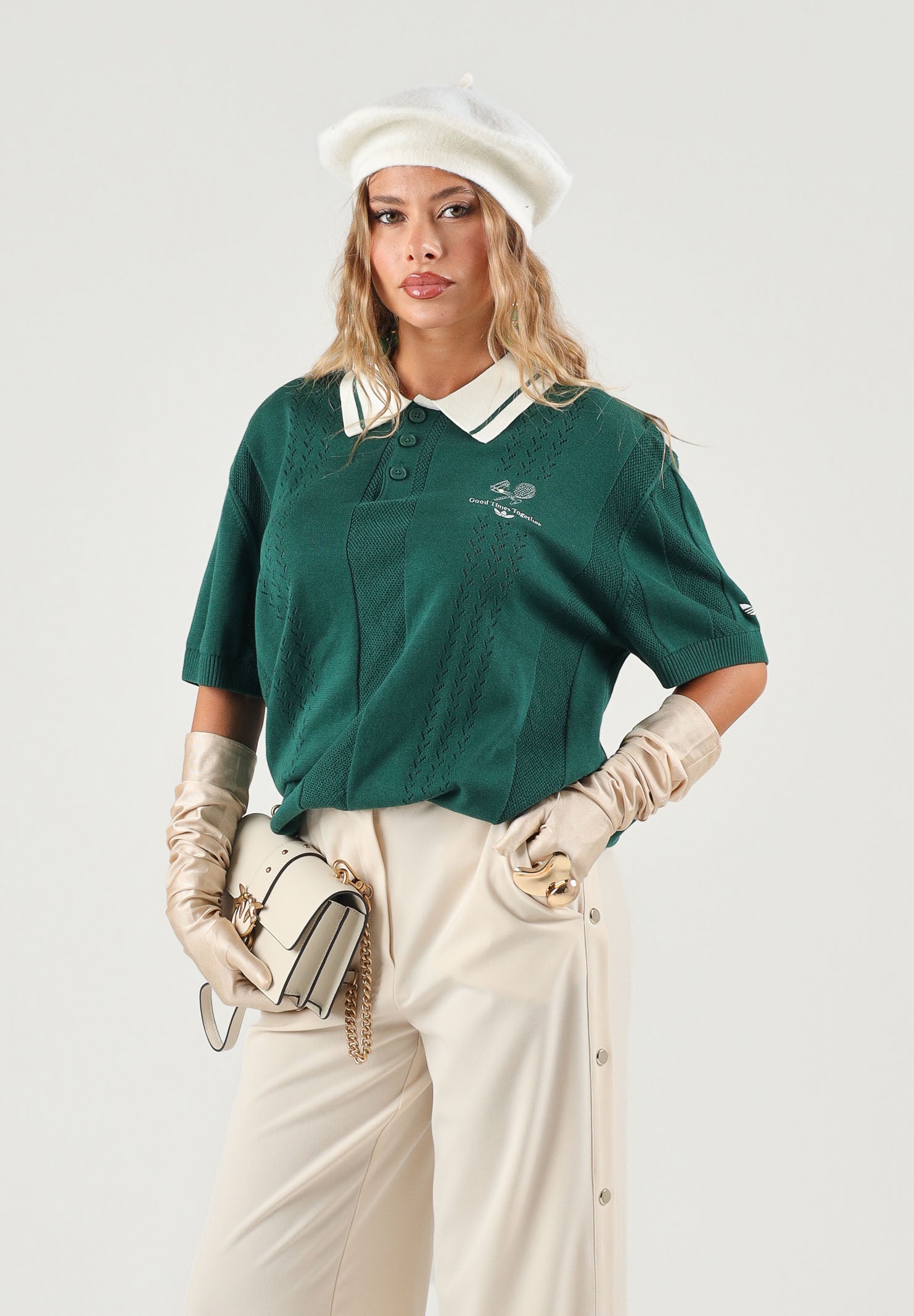 ADIDAS ORIGINALS Polo RUGBY KNIT verde per uomo e donna KW5681 . ADIDAS ORIGINALS 
