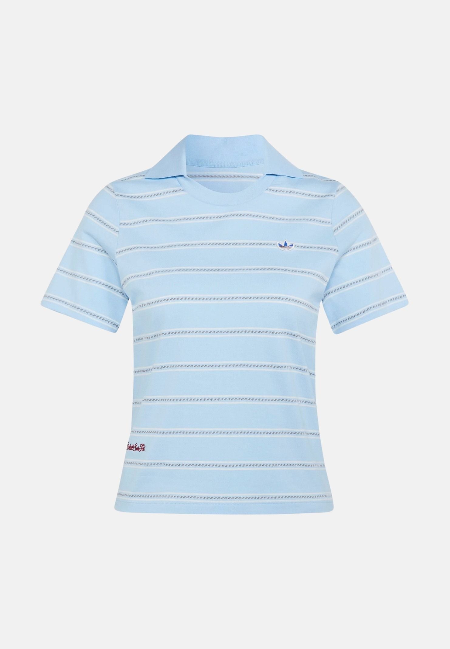 ADIDAS ORIGINALS Polo ADICOLOR azzurra da donna con motivo a righe KX0740 . ADIDAS ORIGINALS 