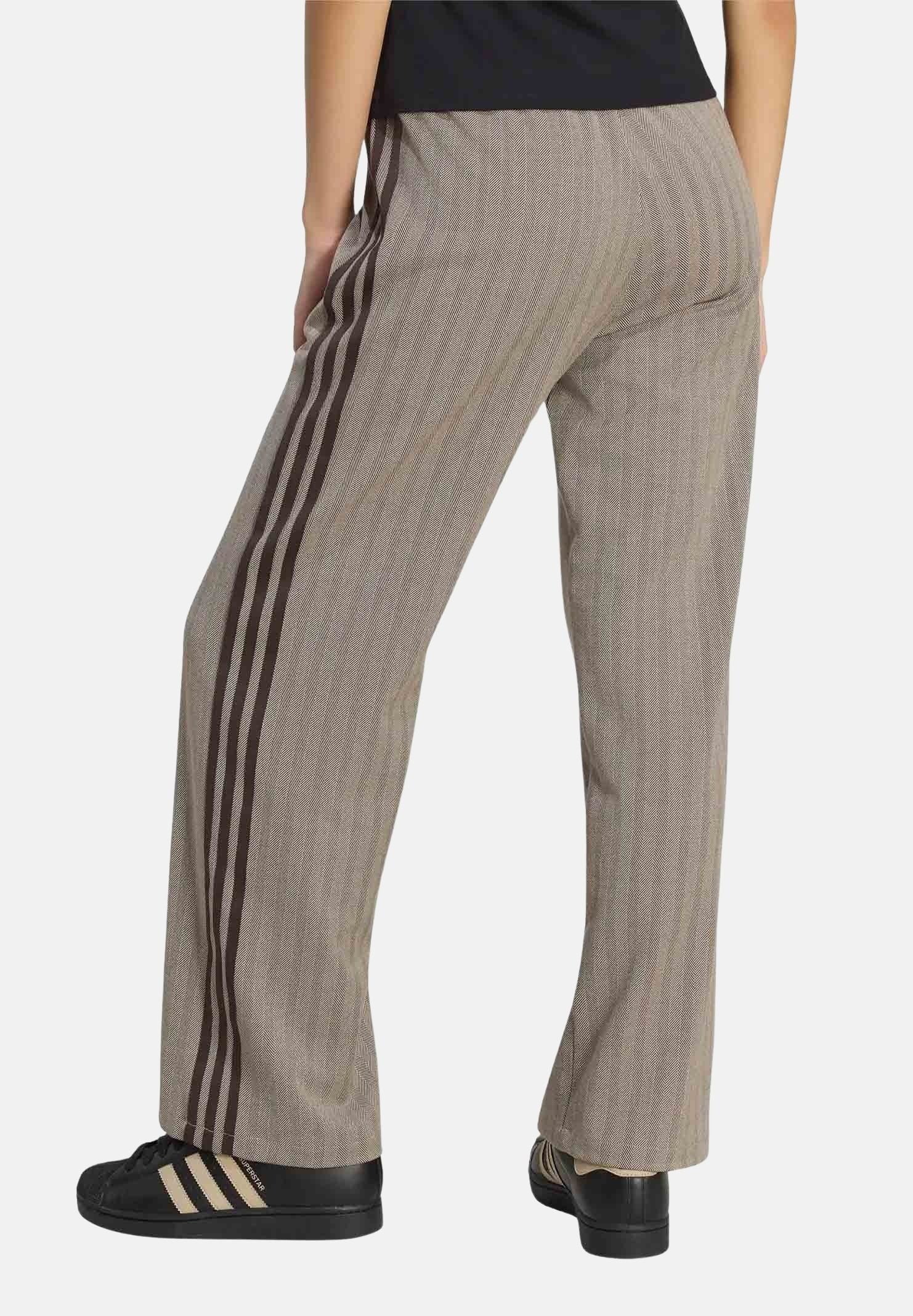 ADIDAS ORIGINALS pantaloni TRACKPANT OG TWEED marrone chiaro e grigio da donna con bande laterali KX1869 . ADIDAS ORIGINALS 
