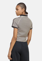 ADIDAS ORIGINALS polo TWEED POLO SHIRT light brown marrone chiaro e nero donna. KX1871 . ADIDAS ORIGINALS 