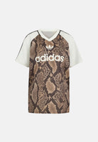 ADIDAS ORIGINALS T-shirt beige marrone da donna con motivo animalier KX1897 . ADIDAS ORIGINALS 