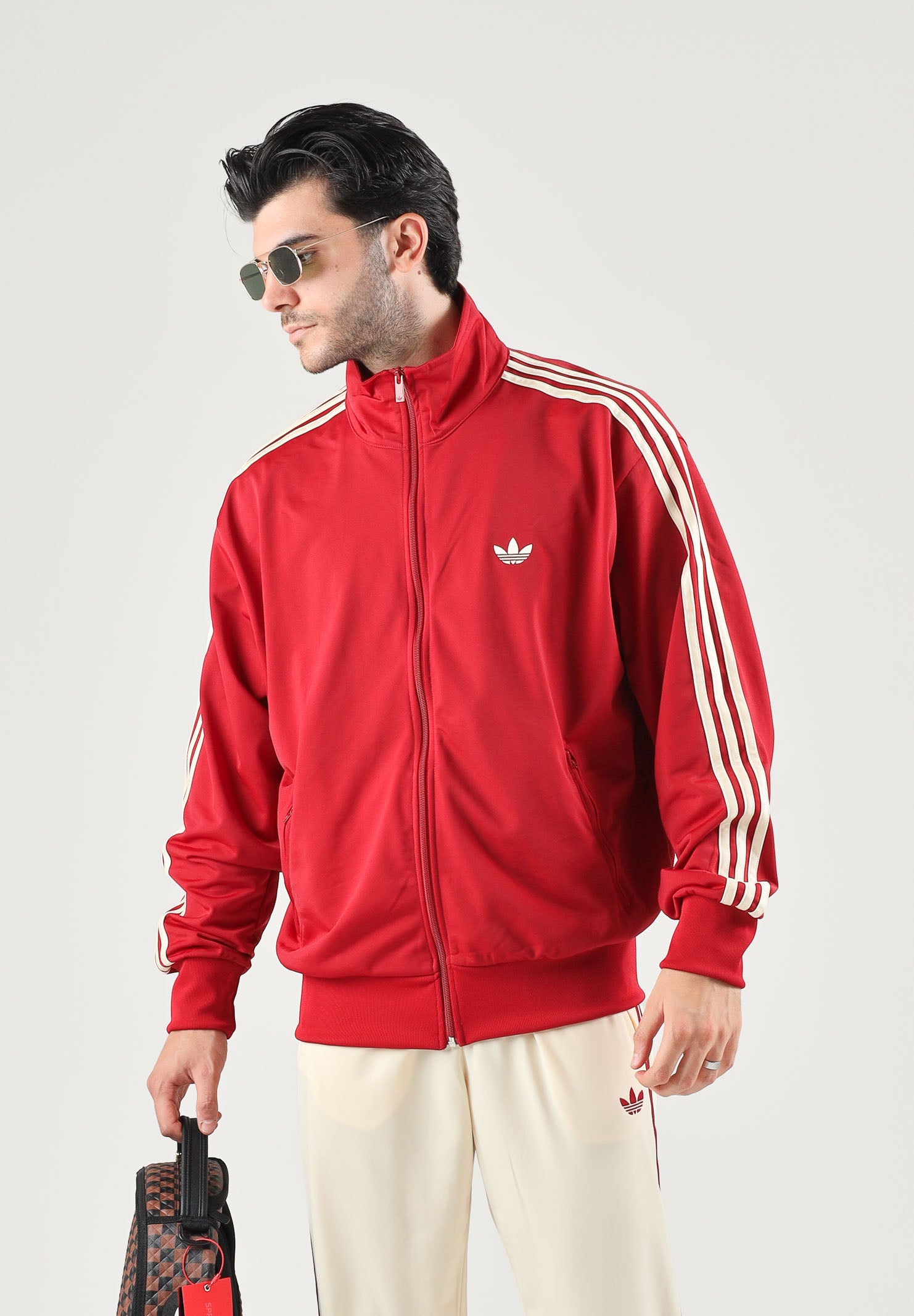 ADIDAS ORIGINALS Felpa con zip FIREBIRD TRACK victory red-rosso da uomo con iconiche 3-Stripes KX6921 . ADIDAS ORIGINALS 