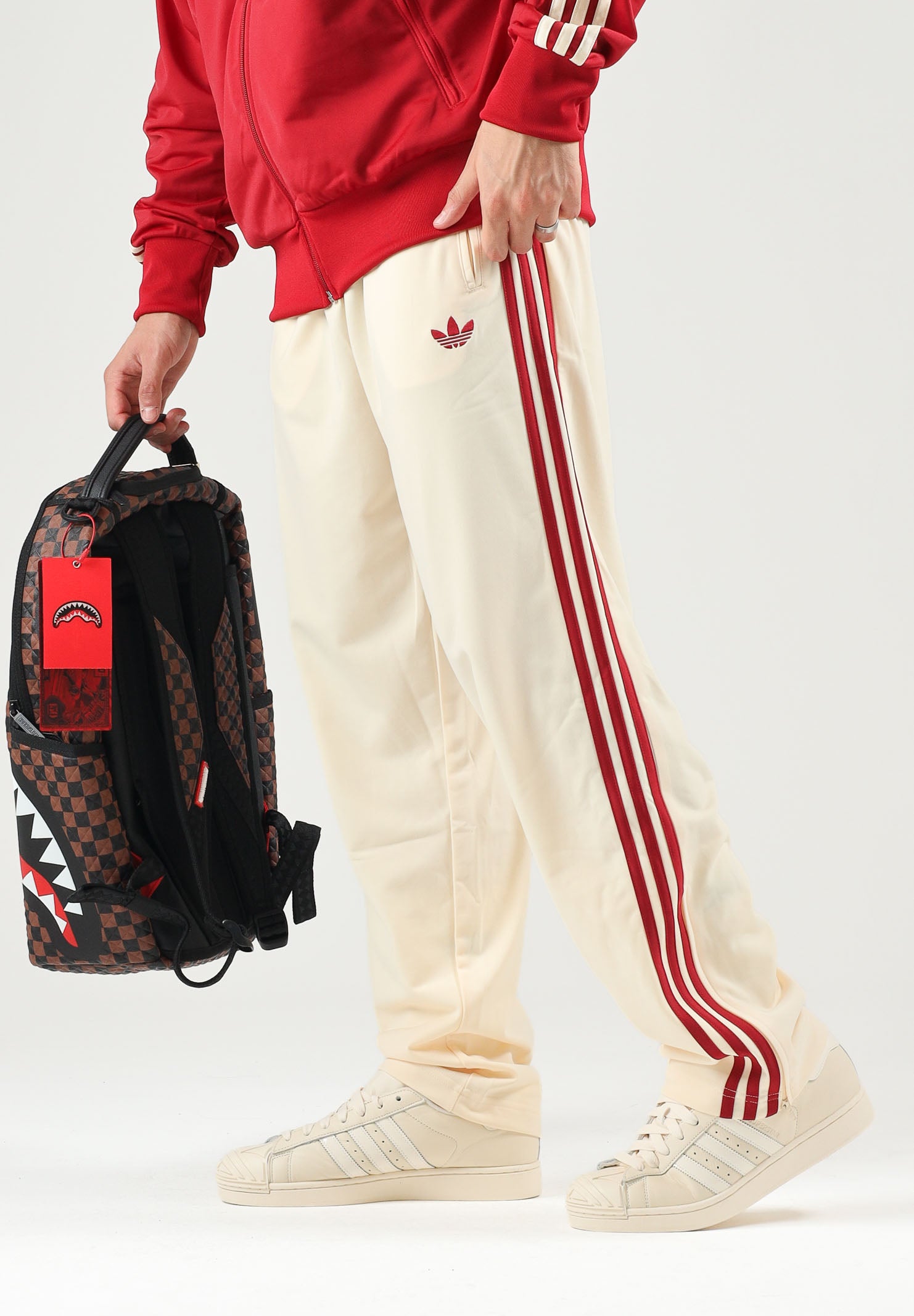 ADIDAS ORIGINALS Pantaloni sportivi PINSTRIPE FIREBIRD, colore warm vanilla, avorio-crema, per uomo e donna KX6924 . ADIDAS ORIGINALS 