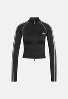 ADIDAS ORIGINALS Felpa ESSENTIALS 3-STRIPES nera da donna con struttura senza cuciture KX8420 . ADIDAS ORIGINALS 