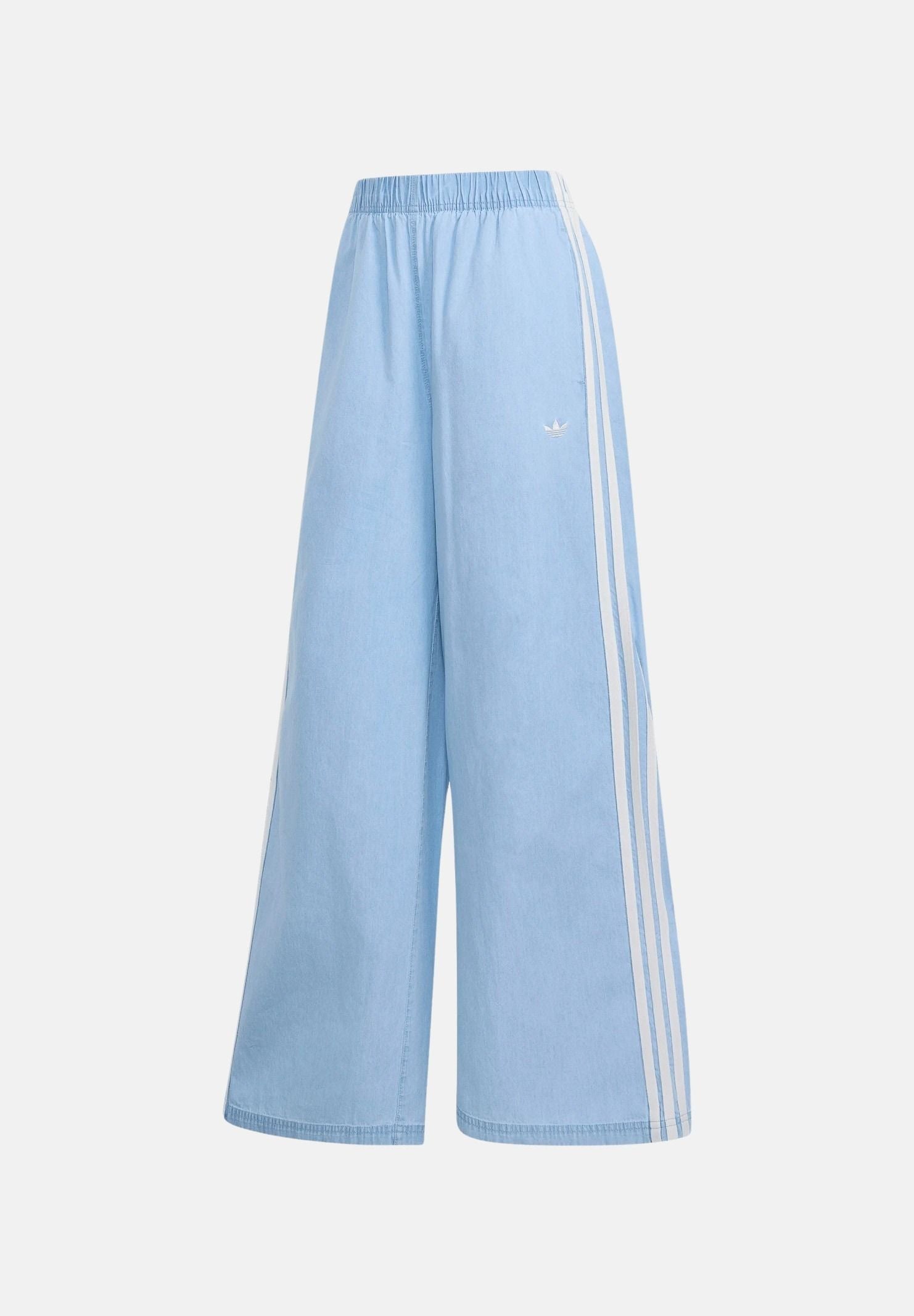 ADIDAS ORIGINALS Pantalone SUMMER GLOW light-denim, azzurro chiaro, da donna, con iconiche 3-Stripes a contrasto KY8111 . ADIDAS ORIGINALS 