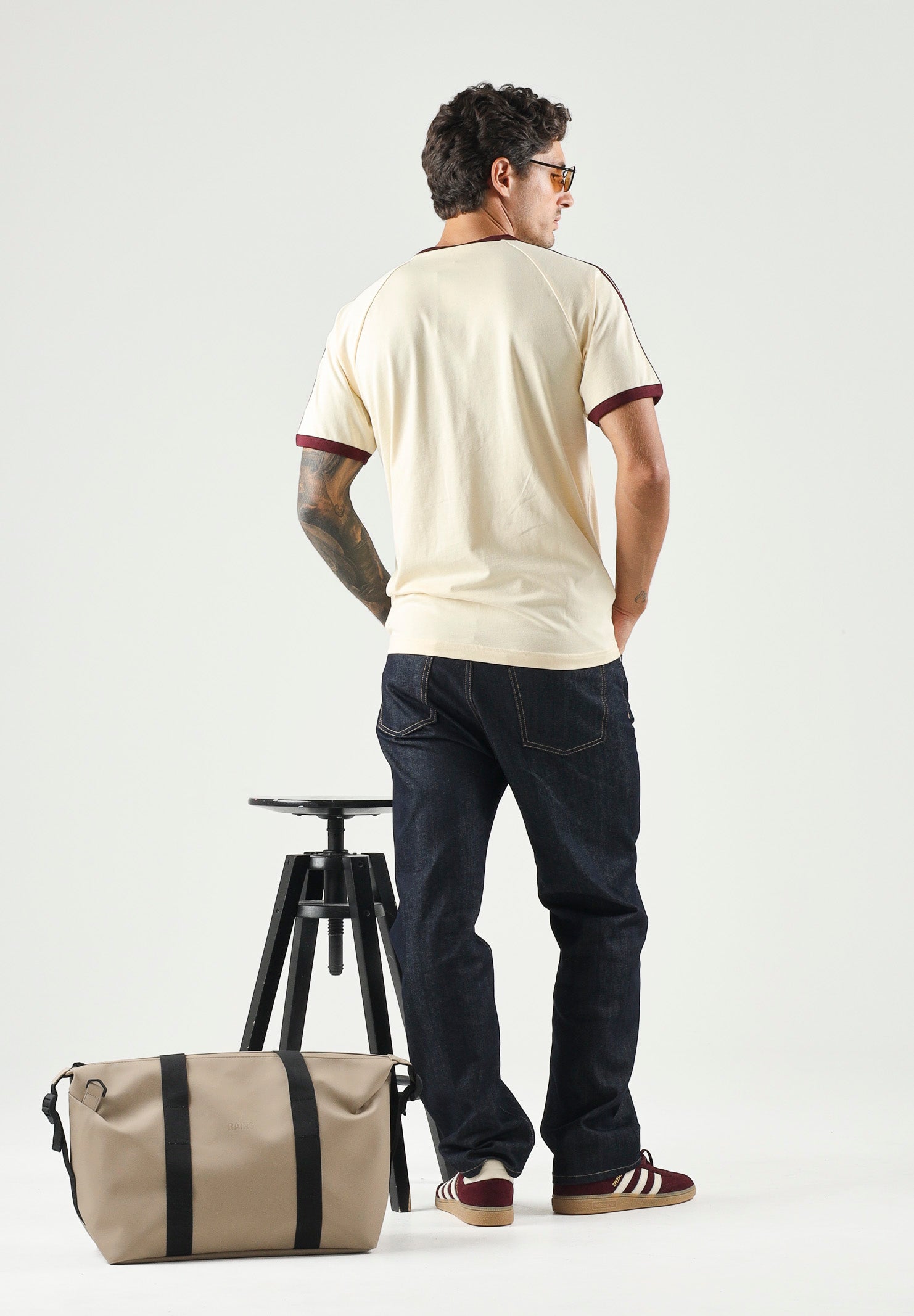 ADIDAS ORIGINALS T-shirt Adicolor Classics 3-Stripes Tee WARPVAN/MARO panna e bordeaux uomo. KZ1201 . ADIDAS ORIGINALS 