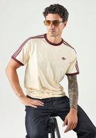 ADIDAS ORIGINALS T-shirt Adicolor Classics 3-Stripes Tee WARPVAN/MARO panna e bordeaux uomo. KZ1201 . ADIDAS ORIGINALS 
