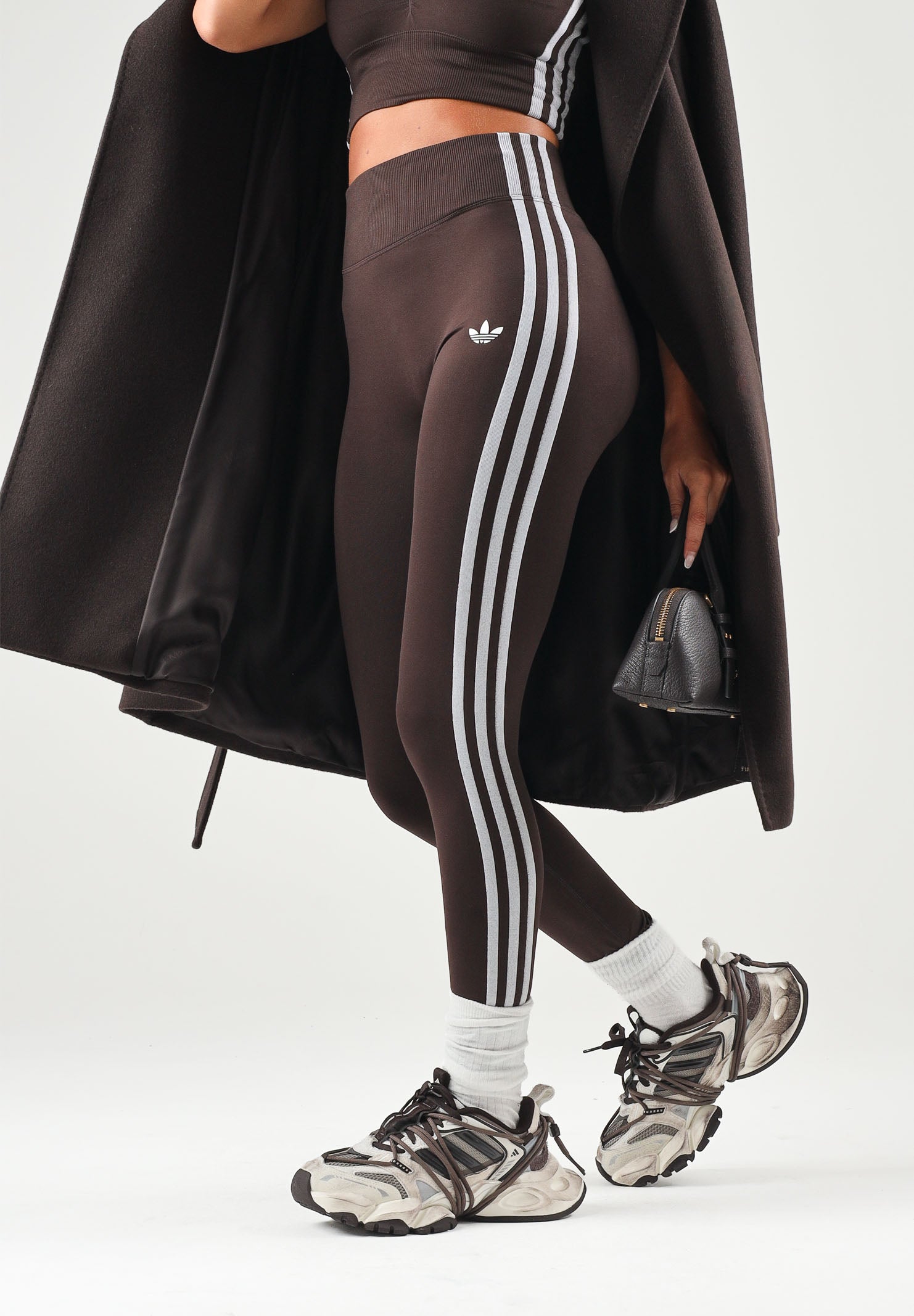 ADIDAS ORIGINALS Leggings ESSENTIALS 3-STRIPES SEAMLESS aurora coffé marrone da donna KZ4101 . ADIDAS ORIGINALS 