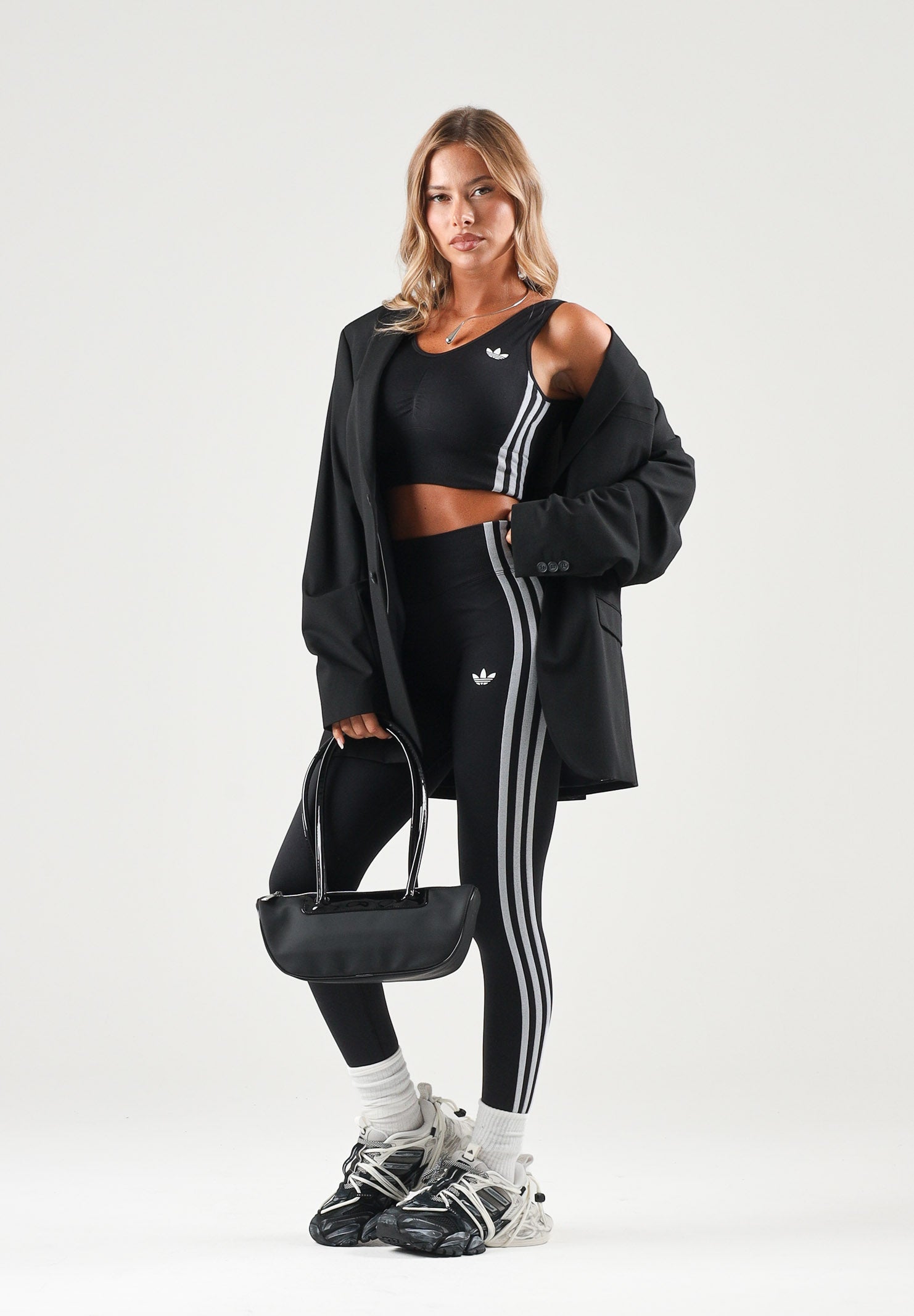 ADIDAS ORIGINALS Leggings ESSENTIALS 3-STRIPES nero da donna KZ4121 . ADIDAS ORIGINALS 